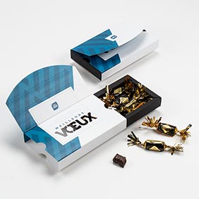 Carte de vœux chocolat MAGIC BOX Thème Typo - Créidéo